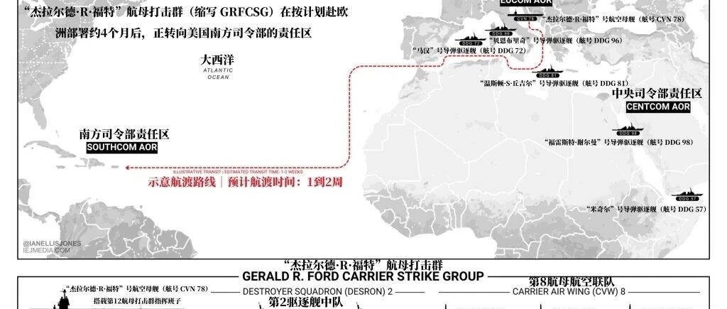 美国航母打击群逼近委内瑞拉！